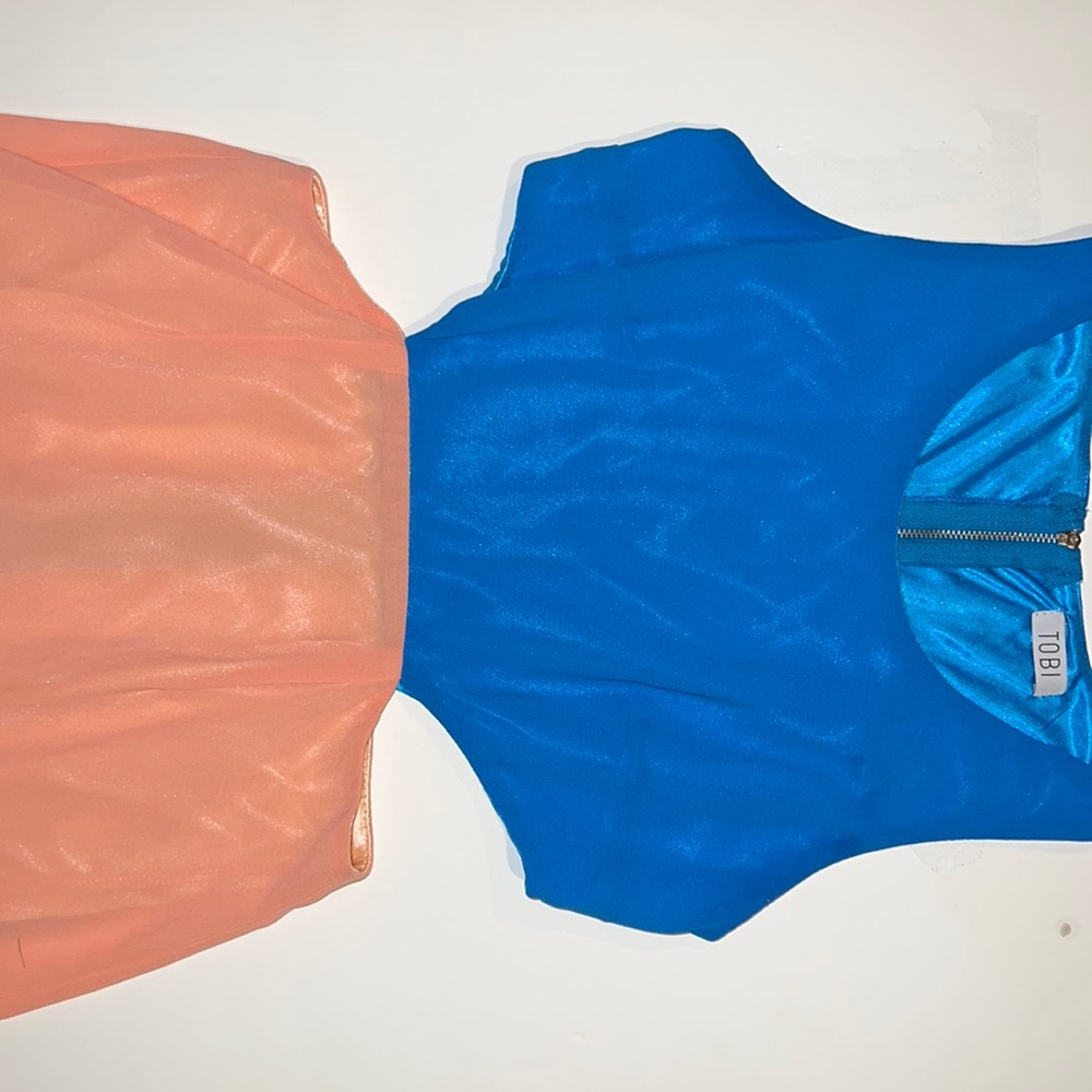 Tobi Blue And Orange Color Block Dress